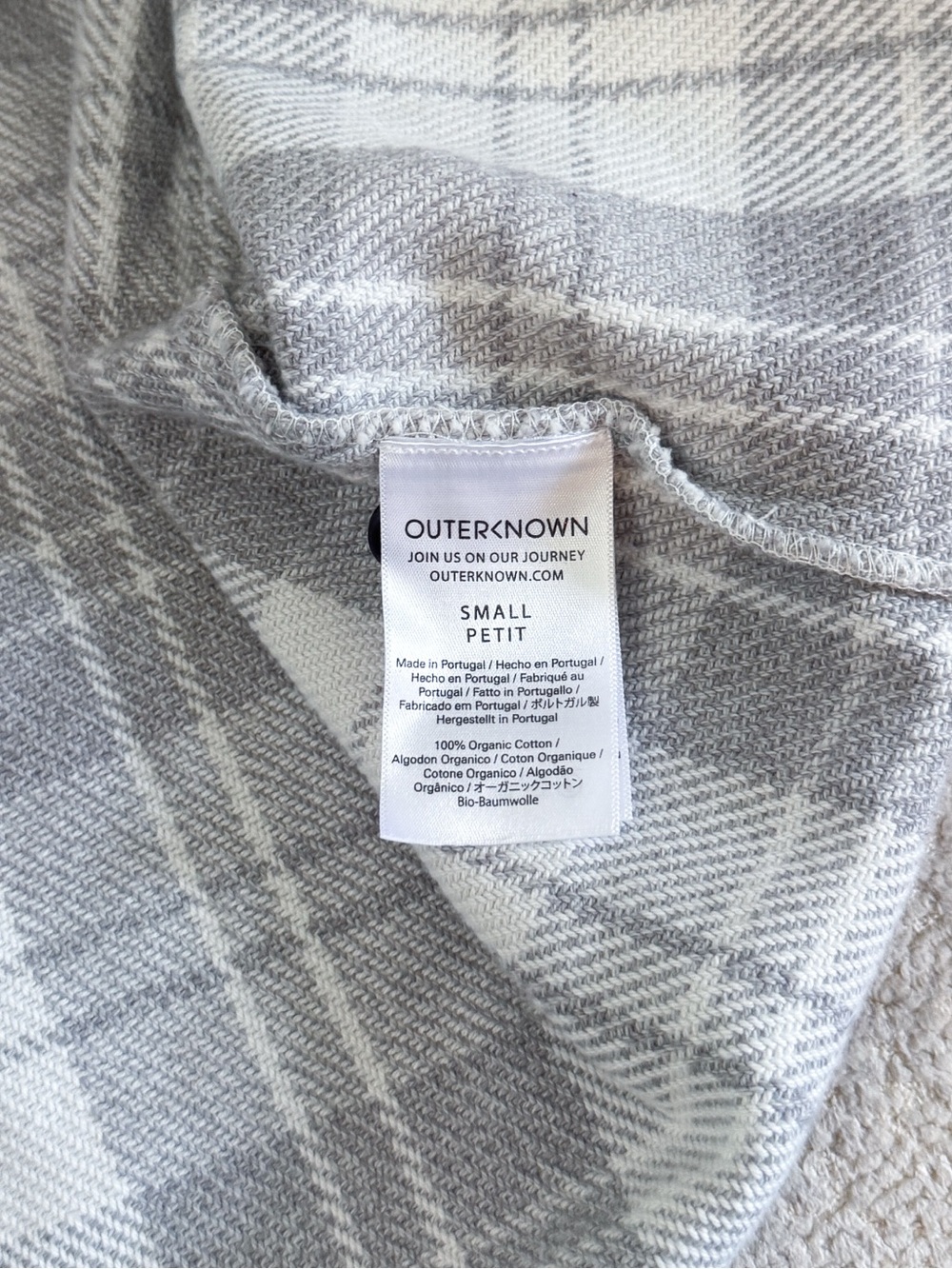 Outerknown Gray & White Plaid Flannel Button-Up Blanket Shirt Dress SP - Picture 5 of 6